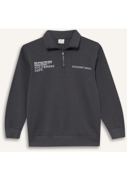 Erkek Çocuk 2'li Takım Baskılı Yarım Fermuarlı Sweatshirt Eşofman Altı G3825A825AU