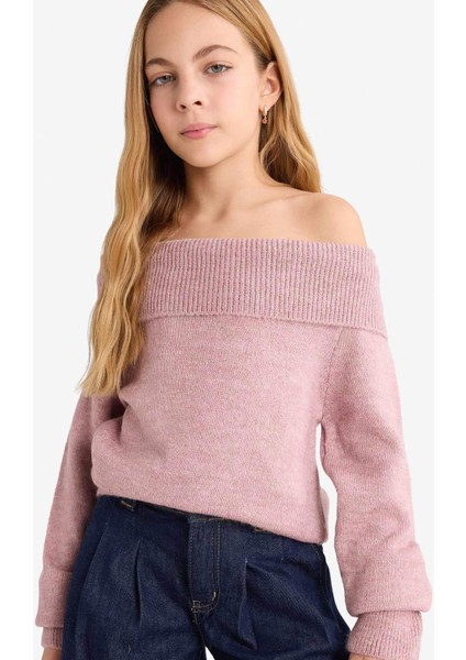 Kız Çocuk Omzu Açık Triko Kazak G1628A825AU