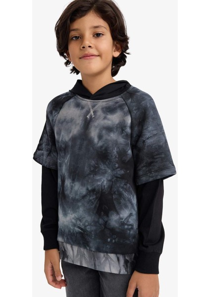 Erkek Çocuk Kapüşonlu Batik Desenli Sweatshirt G4988A825WN