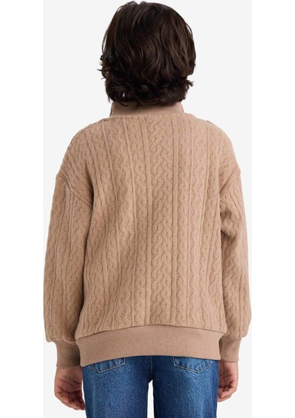 Erkek Çocuk Yarım Fermuarlı İçi Yumuşak Tüylü Sweatshirt G3674A825CW