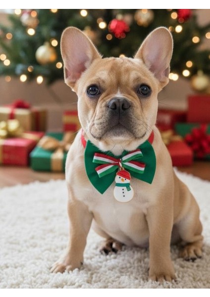 Kardan Adam Küçük Irk Köpek Papyon Tasması | Kırmızı Fiyonk Boyun Aksesuarı | Noel Temalı Köpek Süsü fırsatları