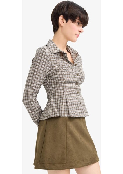 A Kesim Normal Bel Süet Mini Etek