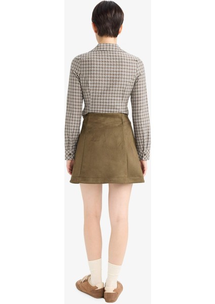 A Kesim Normal Bel Süet Mini Etek