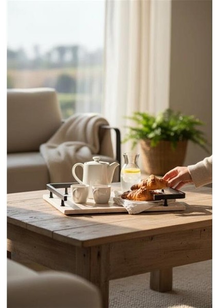 Traverten Siyah L Dizayn 30X20 cm Tepsi