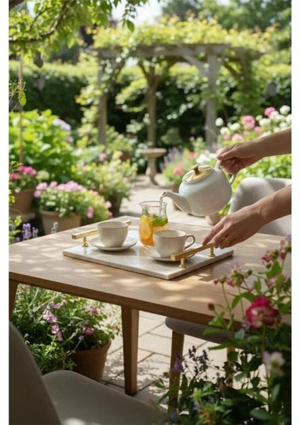 Traverten Altın Florya 30X20 cm Tepsi