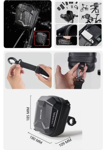 Wildman E8 3 Lt. Bisiklet ve Elektrikli Scooter Için Hızlı Çıkarılabilir Gidon Çantası , Motosiklet Çantası ,scooter Çantası