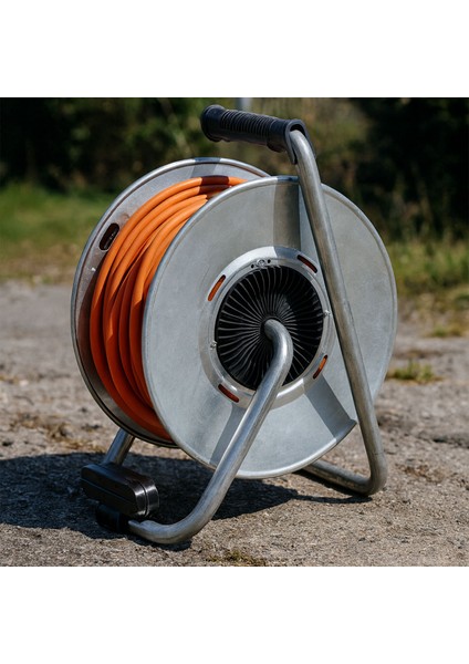 Metal Makaralı Uzatma Kablosu % 100 Bakır 40 Metre 3x2.5 mm Termal Sigortalı Seyyar Kapaklı 4 Prizli modelleri