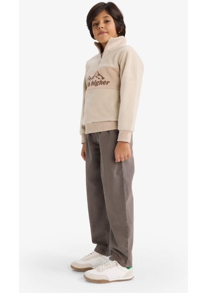 Erkek Çocuk Yarım Fermuarlı Baskılı Polar Sweatshirt G4944A825AU