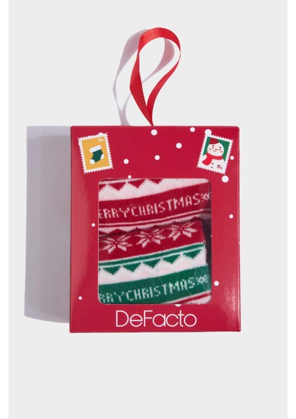 Kız Çocuk Kutulu Yılbaşı Temalı 2'li Pamuklu Uzun Çorap G3929A8NS