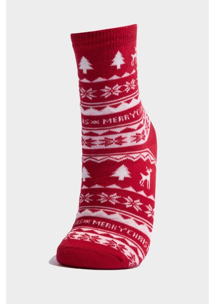 Kız Çocuk Kutulu Yılbaşı Temalı 2'li Pamuklu Uzun Çorap G3929A8NS