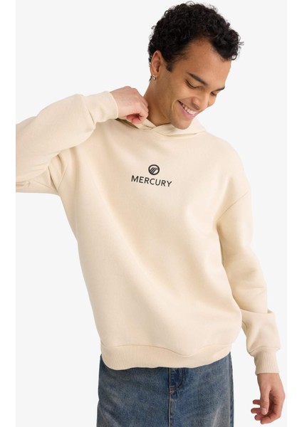 Ford Motor Company Boxy Fit Kapüşonlu Sırt Baskılı Sweatshirt G4392AX25AU