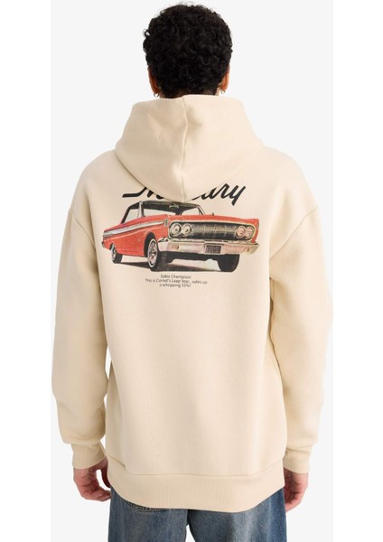 Ford Motor Company Boxy Fit Kapüşonlu Sırt Baskılı Sweatshirt G4392AX25AU