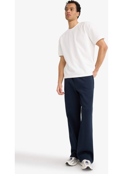 Wide Leg Geniş Bol Paça Beli Bağcıklı Pike Eşofman Altı