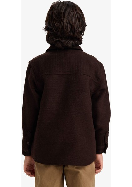 Erkek Çocuk Oversize Geniş Kalıp Polo Yaka Waffle Uzun Kollu Gömlek G3710A825CW