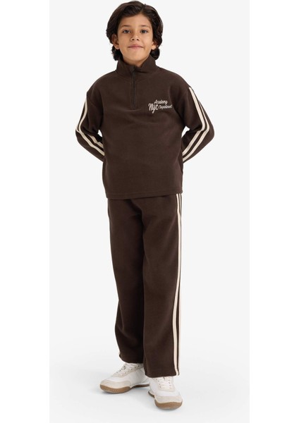 Erkek Çocuk 2'li Takım Yarım Fermuarlı Baskılı Sweatshirt Eşofman Altı G3763A825CW