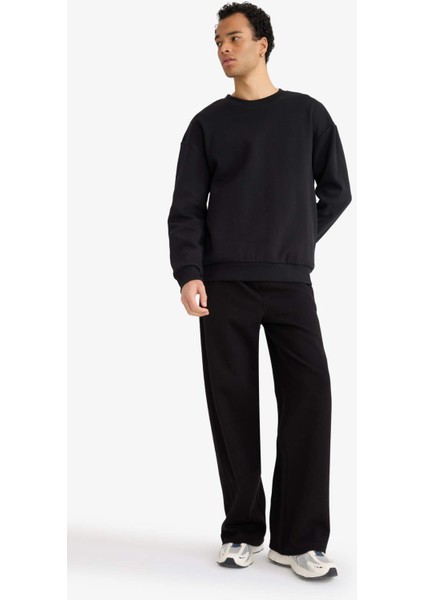 Wide Leg Geniş Bol Paça Beli Bağcıklı Pike Eşofman Altı F8524AX25AU