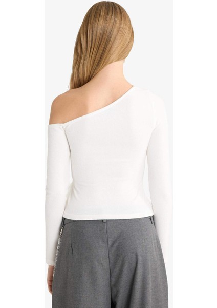 Fitted Tek Omuzlu Bağlama Detaylı Uzun Kollu Bluz G3669AX25WN