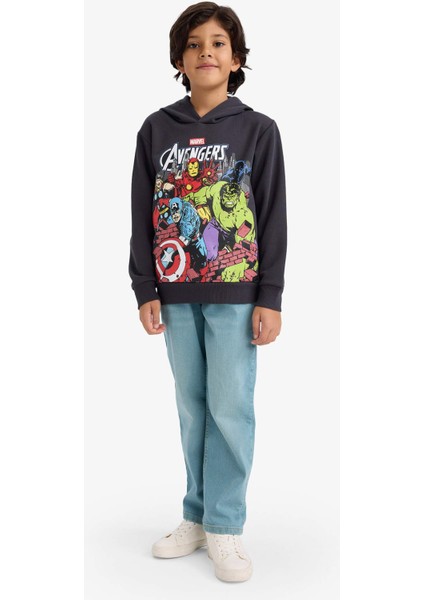 Erkek Çocuk Marvel Avengers Kapüşonlu İçi Yumuşak Tüylü Sweatshirt G5116A825WN