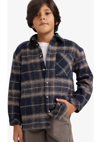 Erkek Çocuk Ekose Desenli Flanel Uzun Kollu Gömlek G5285A825CW