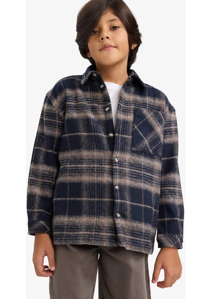 Erkek Çocuk Ekose Desenli Flanel Uzun Kollu Gömlek G5285A825CW