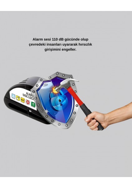 Titreşim Sensörlü Alarmlı Motosiklet Disk Kilidi 14MM Çelik Çift Kilitleme indirimleri