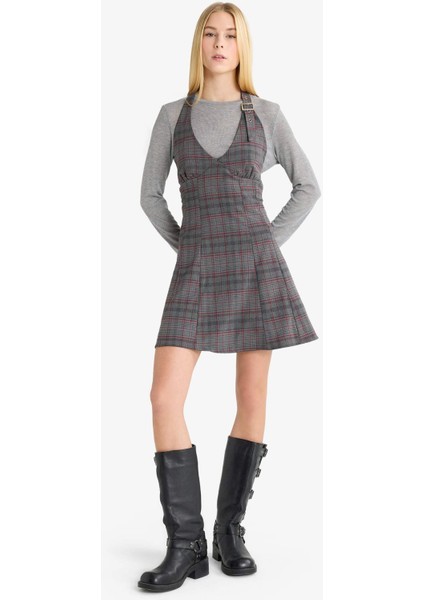 Halter Yaka Kareli Mini Elbise G3860AX25AU