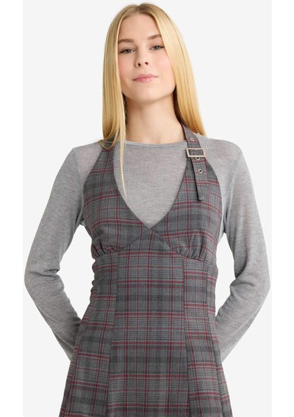 Halter Yaka Kareli Mini Elbise G3860AX25AU