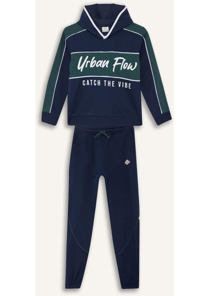 Erkek Çocuk 2'li Takım Kapüşonlu Baskılı Sweatshirt Eşofman Altı G5354A825WN