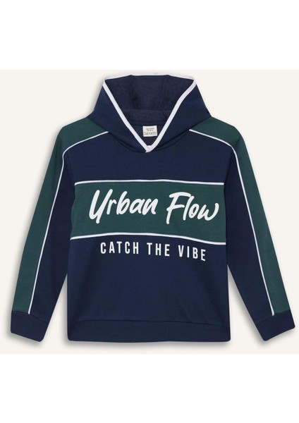 Erkek Çocuk 2'li Takım Kapüşonlu Baskılı Sweatshirt Eşofman Altı G5354A825WN