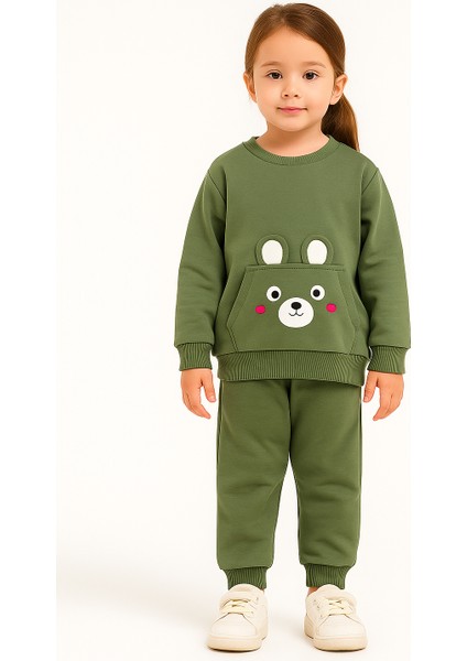 Tavşan Desenli Çocuk Ikili Takım Yeşil - 3 Yaş