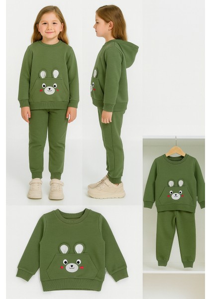 Tavşan Desenli Çocuk Ikili Takım Yeşil - 3 Yaş fırsatları
