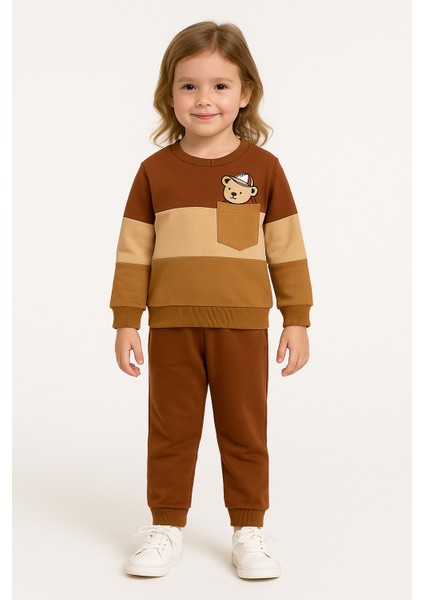 Ayıcık Desenli Çocuk Ikili Takım Kahverengi - 3 Yaş fiyatları