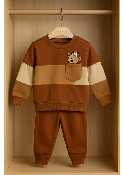 Ayıcık Desenli Çocuk Ikili Takım Kahverengi - 3 Yaş indirimleri