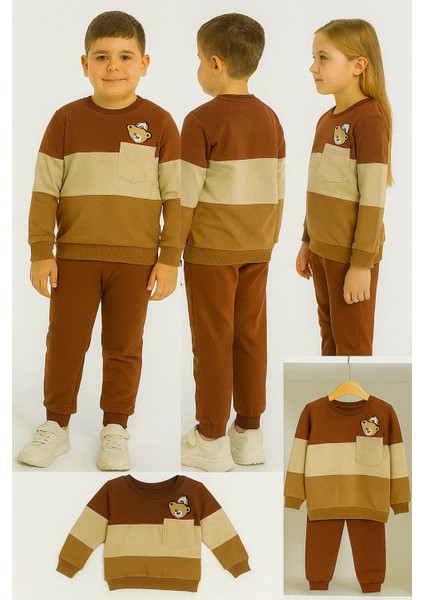 Ayıcık Desenli Çocuk Ikili Takım Kahverengi - 3 Yaş