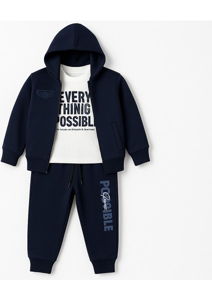 Kapşonlu Çocuk Üçlü Takım 10 Yaş modelleri