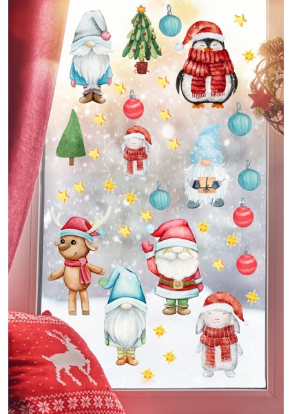 Yılbaşı Cam Sticker Penguen Tavşan Ev Cam Vitrin Için Yeni Yıl Çocuk Bebek Odası Sticker Seti indirimleri