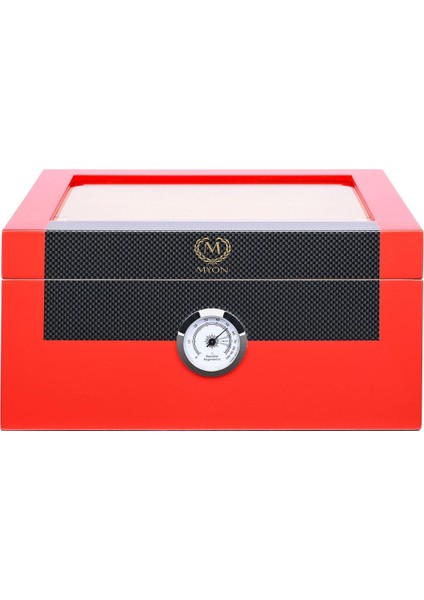 Myon Camlı Sedir Humidor Puro Kutusu Lake Kırmızı 60's