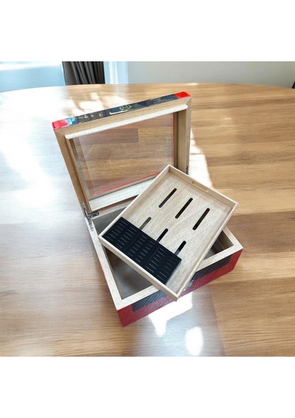 Myon Camlı Sedir Humidor Puro Kutusu Lake Kırmızı 60's modelleri