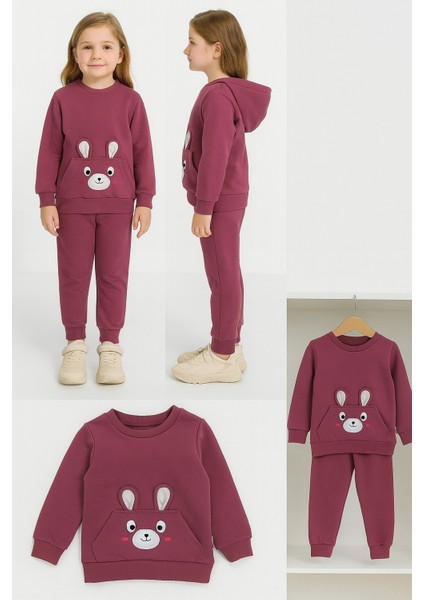 Tavşan Desenli Çocuk Ikili Takım Eflatun - 3 Yaş fırsatları