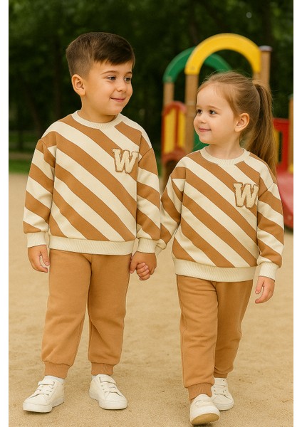 Wow Çocuk (W) Nakışlı Ikili Takım Kahverengi - 6 Yaş