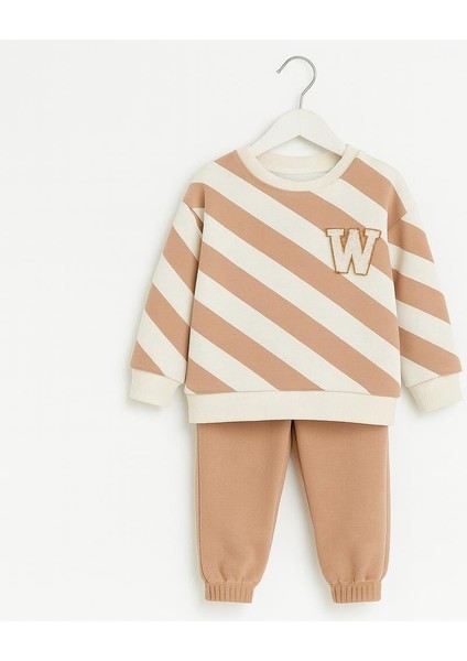 Wow Çocuk (W) Nakışlı Ikili Takım Kahverengi - 6 Yaş