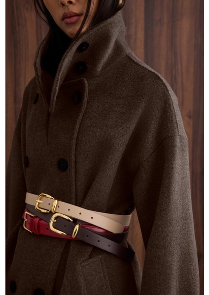 Funnel Neck Uzun Kaban Kahve indirimleri