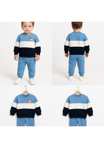 Ayıcık Desenli Çocuk Ikili Takım Mavi - 3 Yaş fırsatları