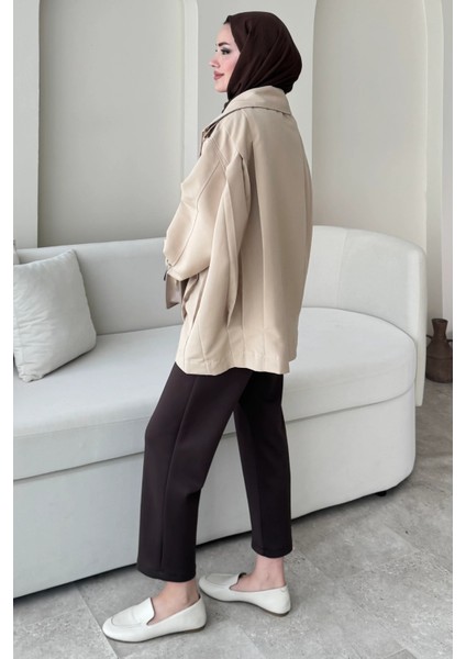 Şerit Detaylı Astarsız Carla Trençkot Standart Beden- Bej (36-42 Uyumludur) fırsatları