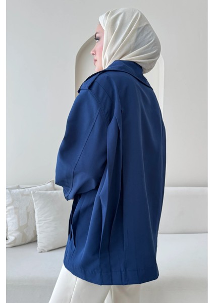 Şerit Detaylı Astarsız Carla Trençkot Standart Beden- Lacivert (36-42 Uyumludur) fırsatları