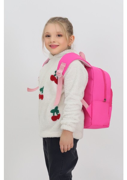 Sevimli Tavşan Figürlü Fuşya Anaokulu Kreş Çantası 4 Bölmeli Kız Çocuk Sırt Çantası modelleri