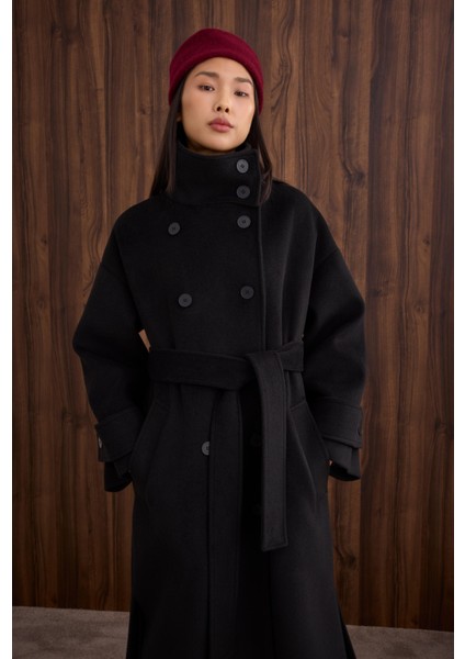 Funnel Neck Uzun Kaban Siyah modelleri