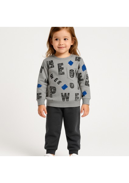 Harf Baskılı Çocuk Ikili Takım Gri - 3 Yaş fiyatları
