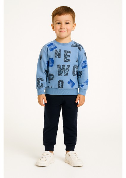 Harf Baskılı Çocuk Ikili Takım Mavi - 4 Yaş fiyatları