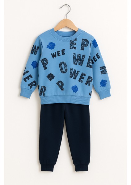 Harf Baskılı Çocuk Ikili Takım Mavi - 4 Yaş fırsatları